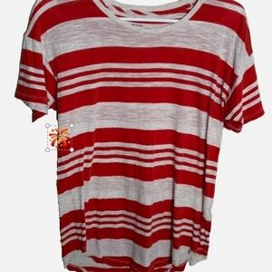 Madewell Red and White Striped Short Sleeve Tee
